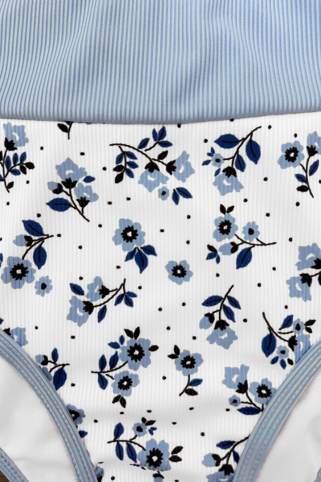 Mom & Me - Blue & White Ribbed Floral Bikini | Sparkle in Pink