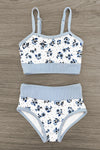 Mom & Me - Blue & White Ribbed Floral Bikini | Sparkle in Pink