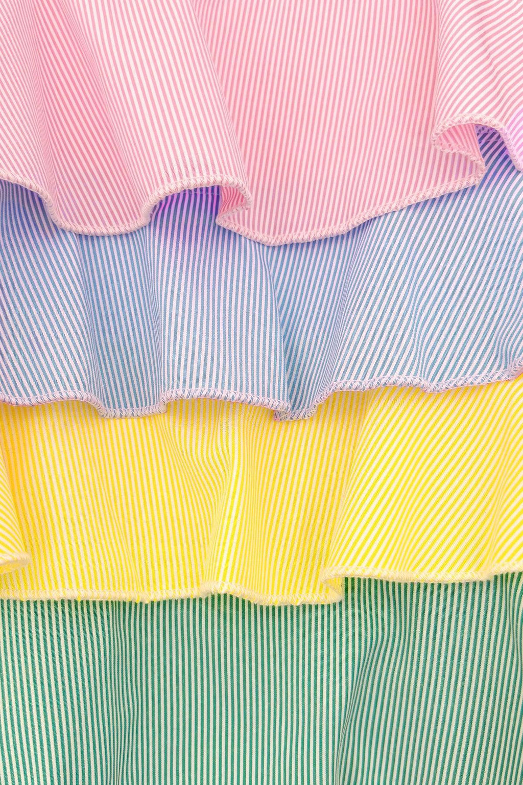 Striped Pastel Ruffle Denim Short Set | Sparkle in Pink