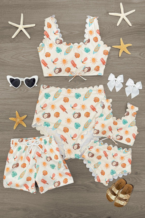 Mom & Kid - Tropical Paradise Swimsuits | Sparkle in Pink