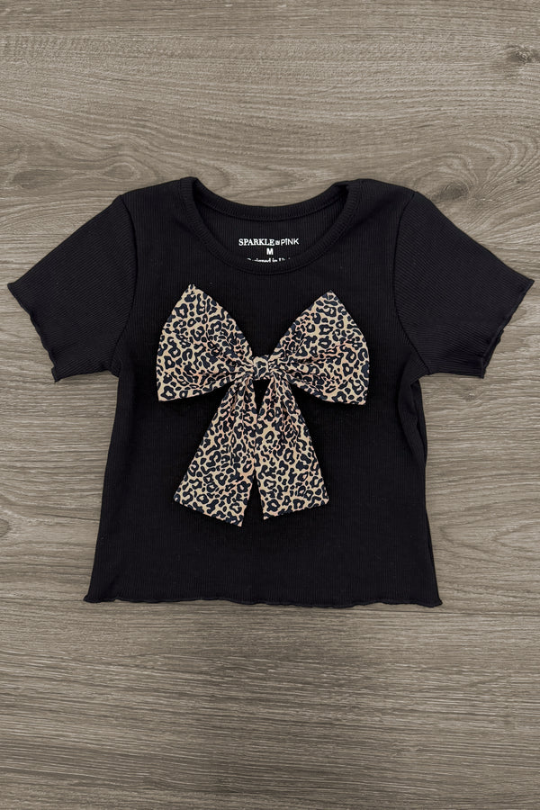 Black Cheetah Print Ruffle Skirt Set | Sparkle in Pink