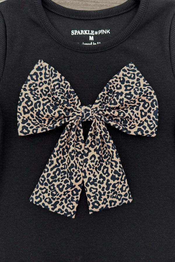 Black Cheetah Print Ruffle Skirt Set | Sparkle in Pink