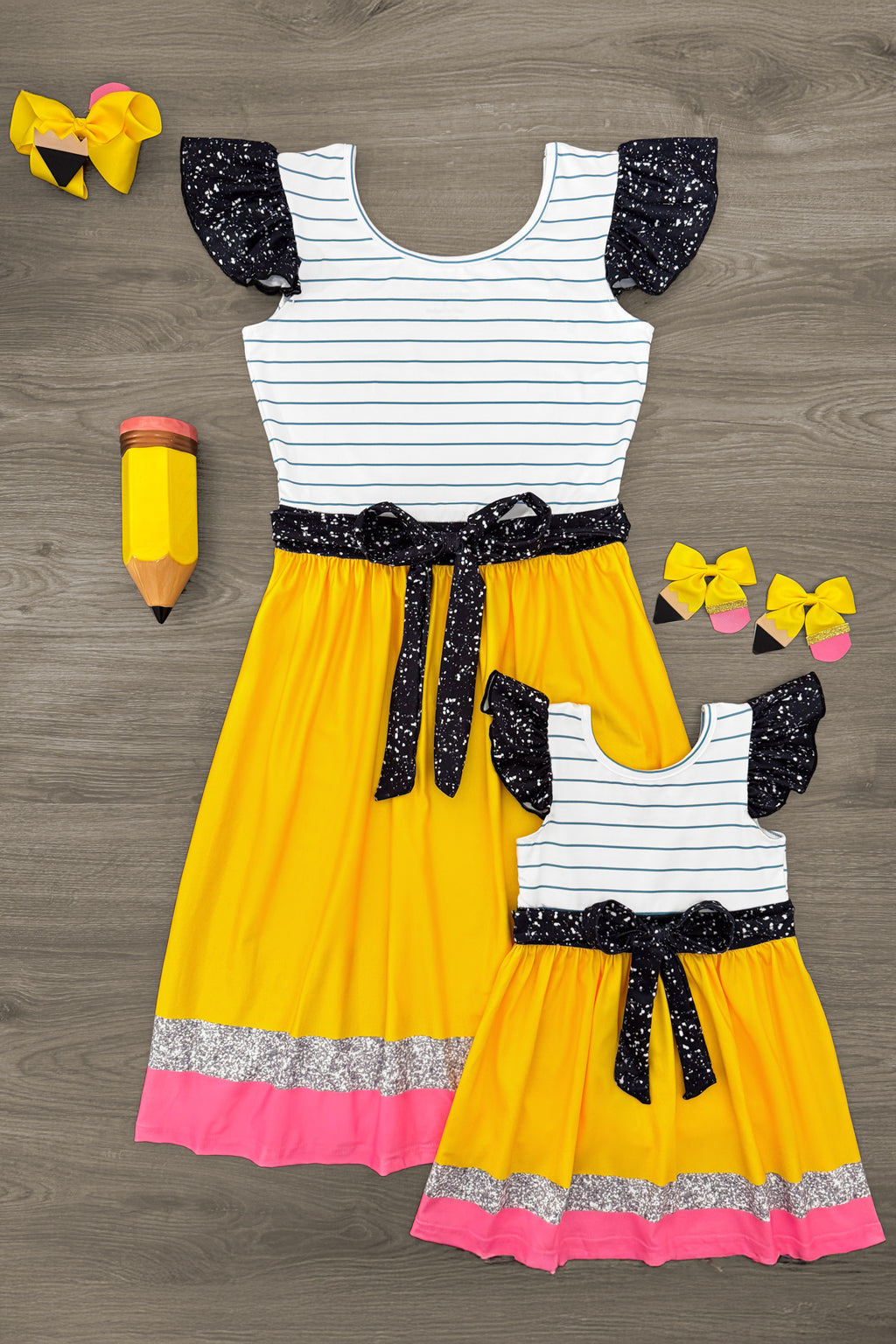 Mom & Me - Glitter Pencil & Notebook Dress | Sparkle in Pink