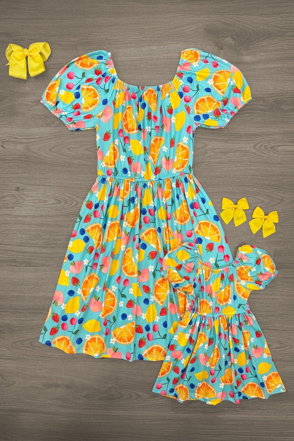 dress with fruit design Fruit Landscape Short Sleeve Dress