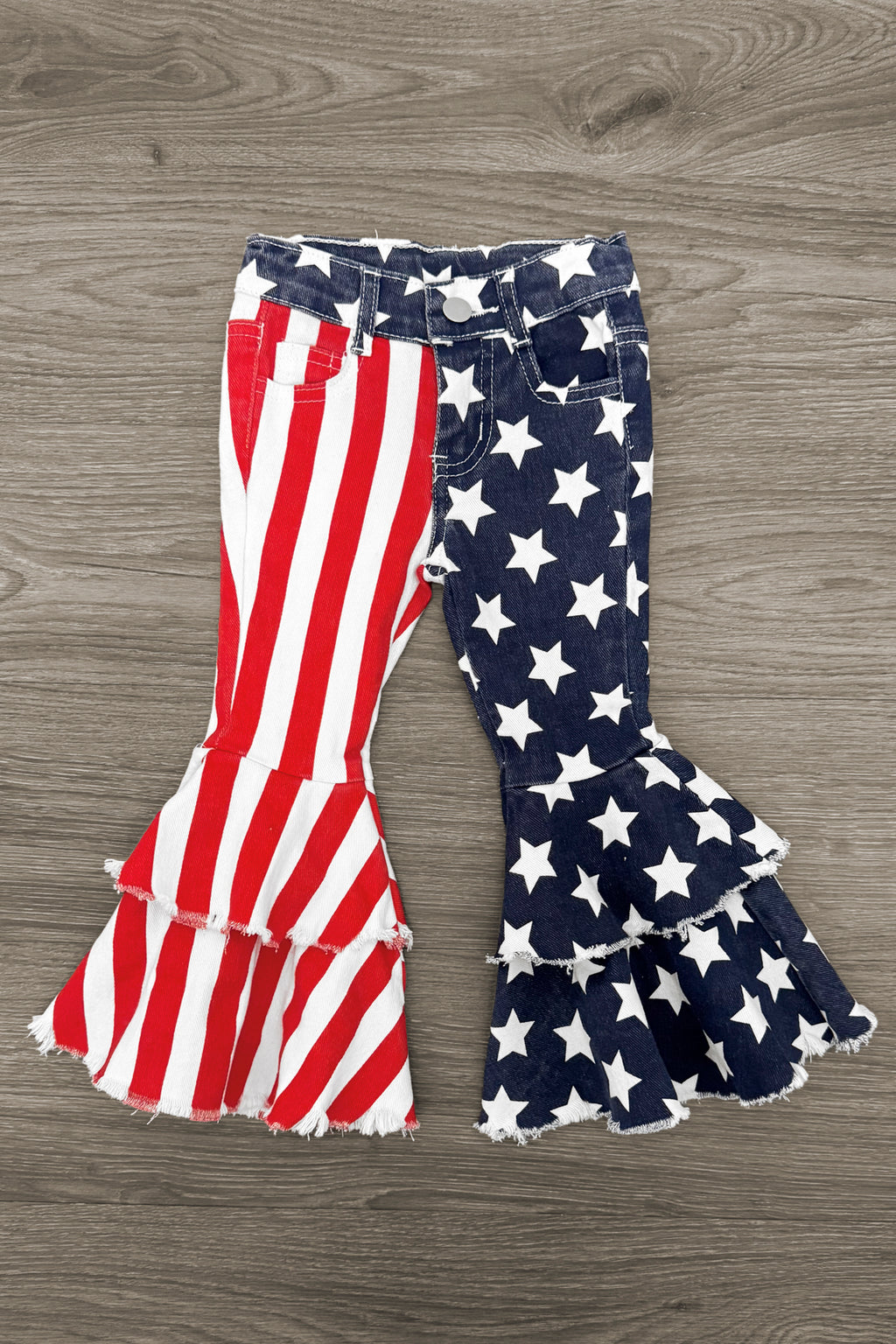 American Flag Denim Bell Bottoms | Sparkle in Pink
