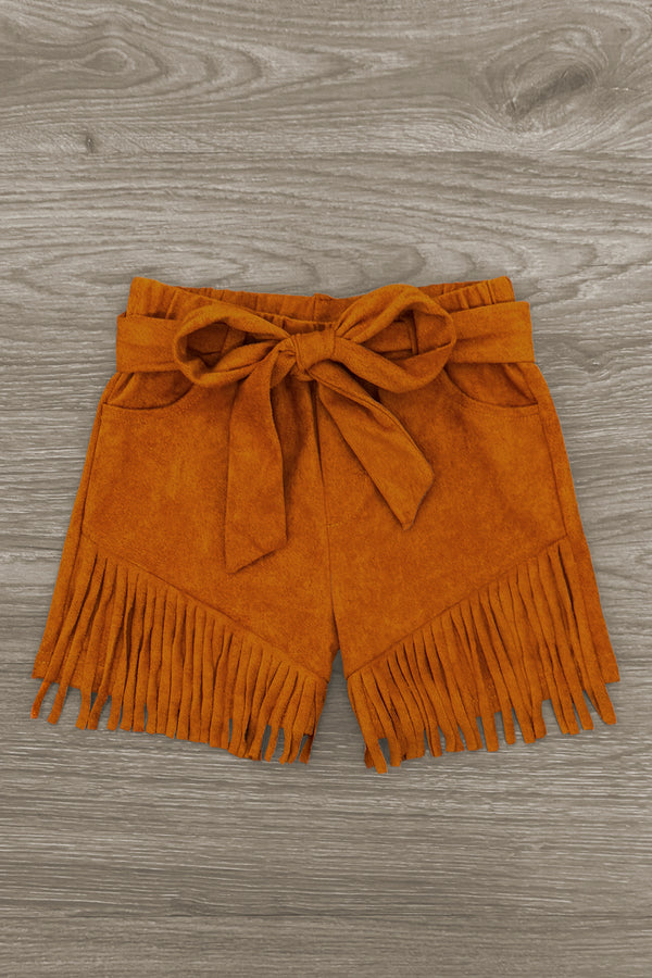 "Raised Sassy" Fringe Suede Short Set | Sparkle in Pink