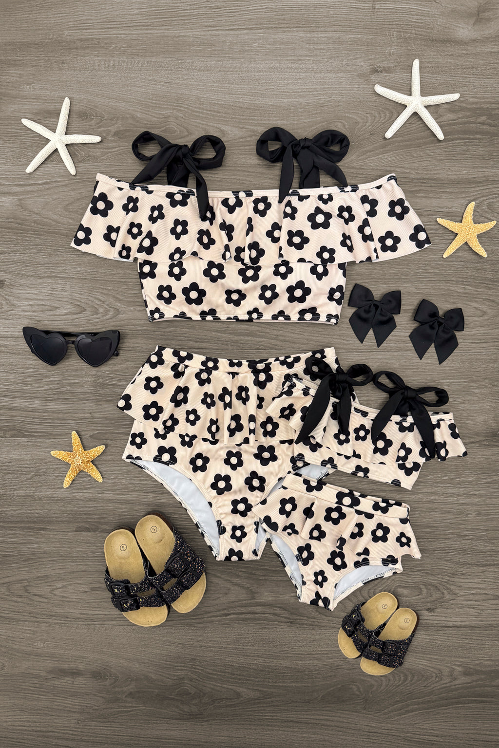 Mom & Me - Cream Flower Bikini | Sparkle in Pink