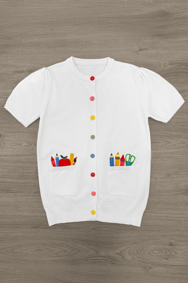 Mom & Me - School Supply Sweater Cardigan | Sparkle in Pink