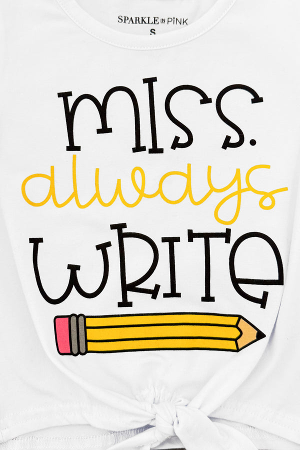 "Miss Always Write" Sequin Bell Bottom Set | Sparkle in Pink