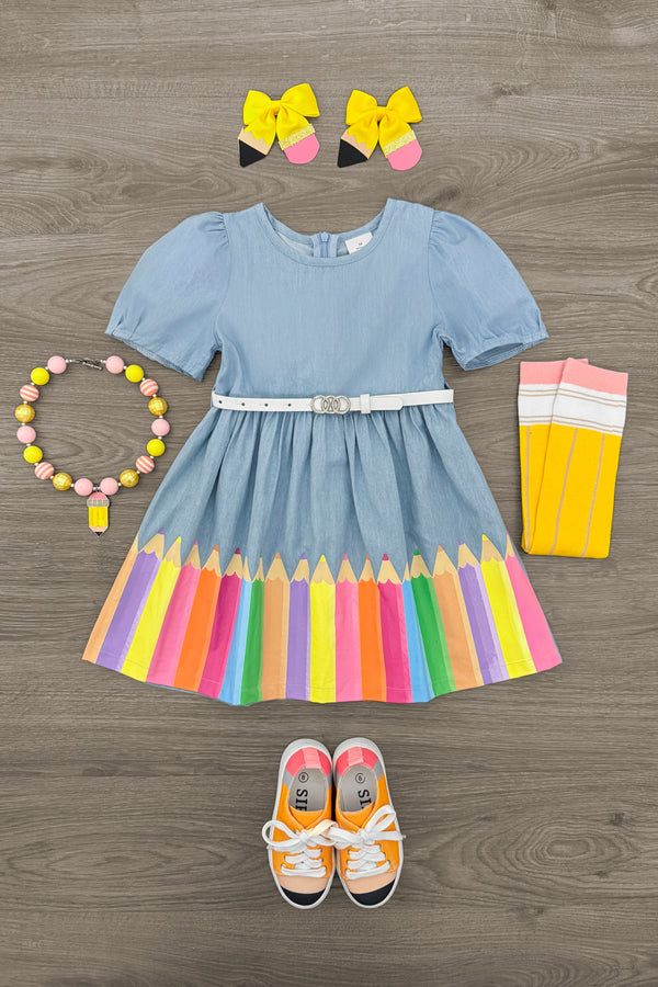 Chambray Colored Pencil Dress | Sparkle in Pink