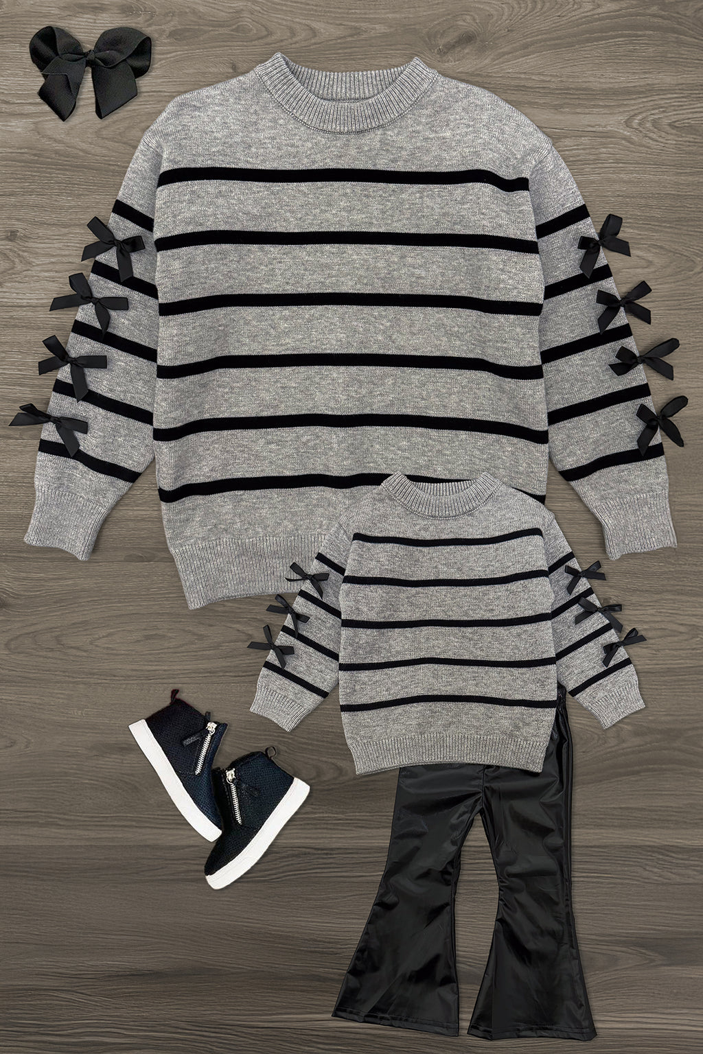 Mom & Me - Gray Striped Sweater & Pant Set | Sparkle in Pink