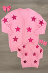 Mom & Me - Pink Sequin Star Cardigan | Sparkle in Pink