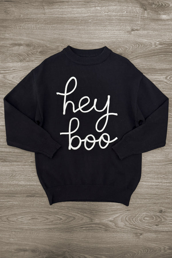 Mom & Kid - "Hey Boo" Sweater | Sparkle in Pink