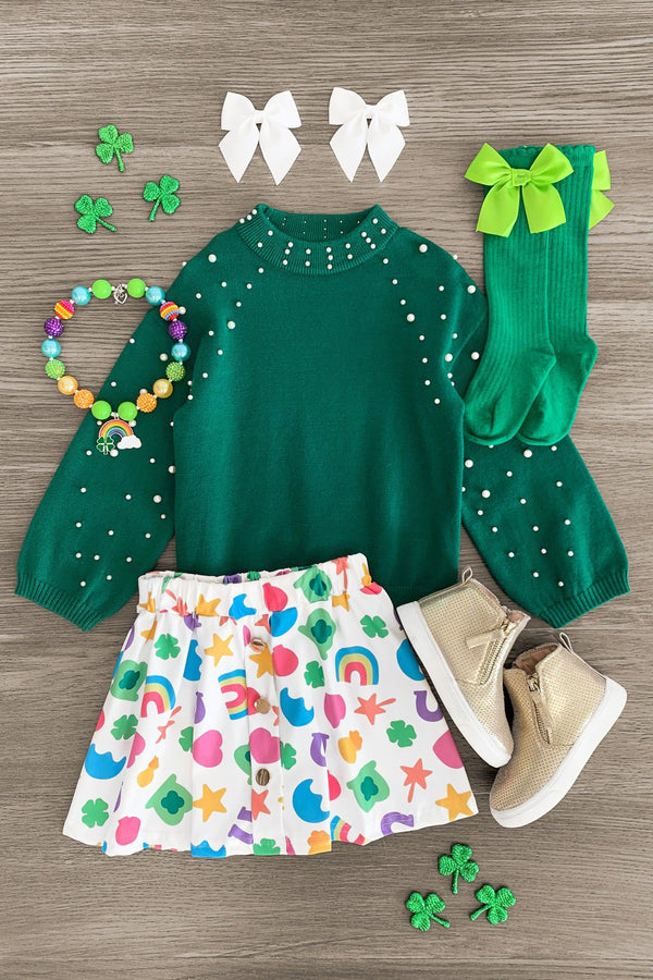 Lucky Charm Sweater Skirt Set - Sparkle in Pink