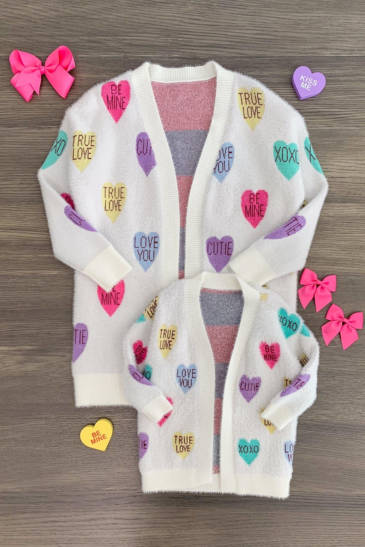 Mom & Me - Candy Hearts Cardigan - Sparkle in Pink