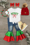"Merry" Sequin Denim Bell Bottom Set | Sparkle in Pink
