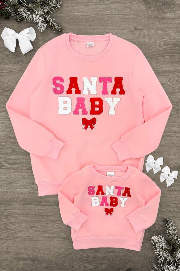 Mom & Me - "Santa Baby" Pink Sweatshirt | Sparkle in Pink