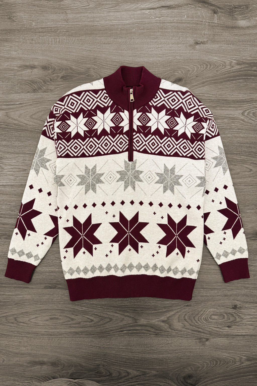 Mom & Me - Gray & Burgundy Nordic Sweater | Sparkle in Pink