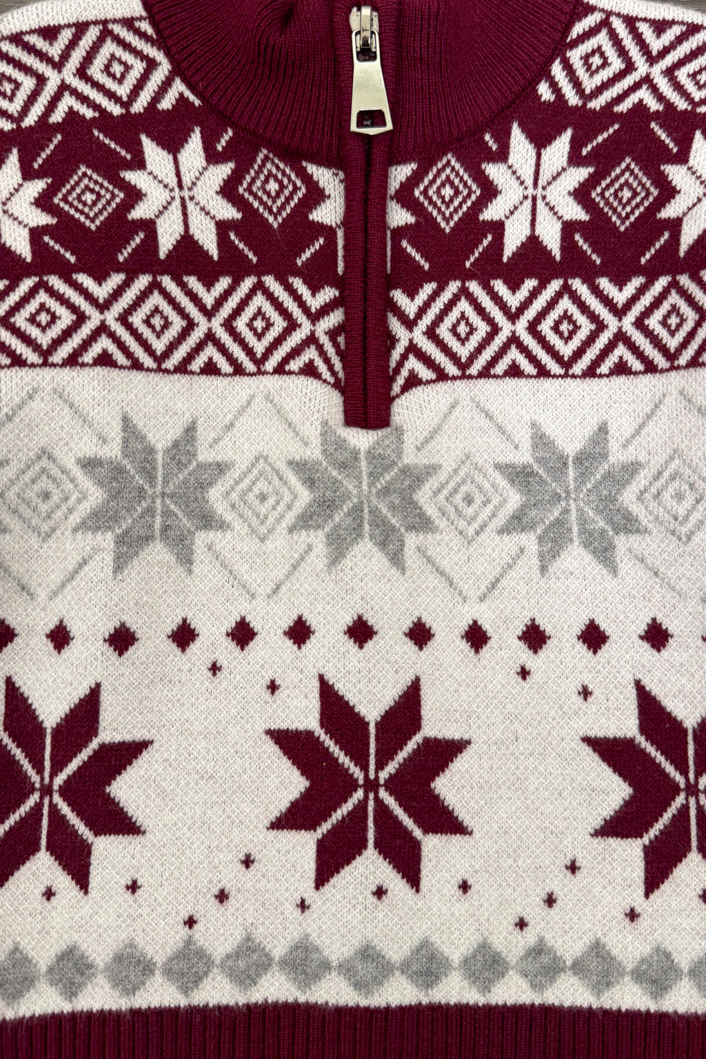 Mom & Me - Gray & Burgundy Nordic Sweater | Sparkle in Pink