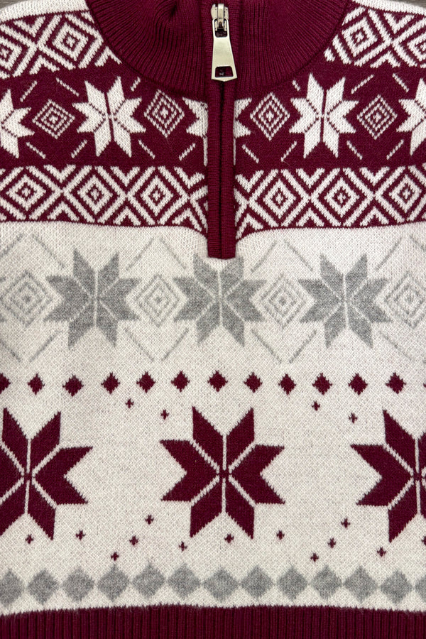 Mom & Me - Gray & Burgundy Nordic Sweater | Sparkle in Pink