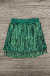 "Merry & Bright" Green Fringe Sequin Skirt Set | Sparkle in Pink