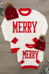 Mom & Me - "Merry" Red & White Sweater | Sparkle in Pink