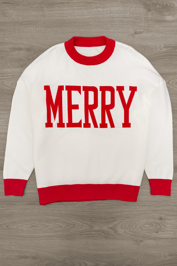 Mom & Me - "Merry" Red & White Sweater | Sparkle in Pink
