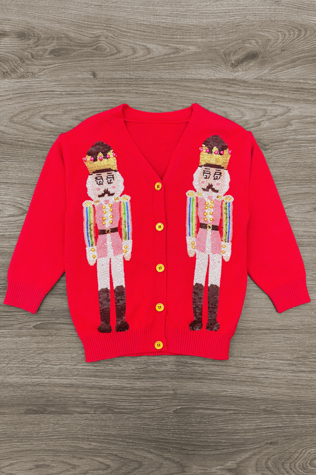 Red Sequin Nutcracker Sweater | Sparkle in Pink