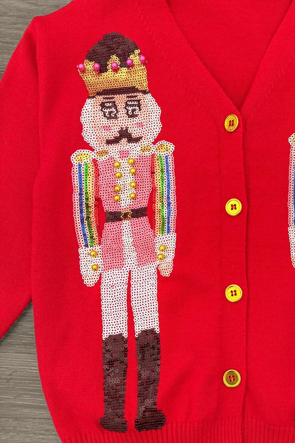 Red Sequin Nutcracker Sweater | Sparkle in Pink