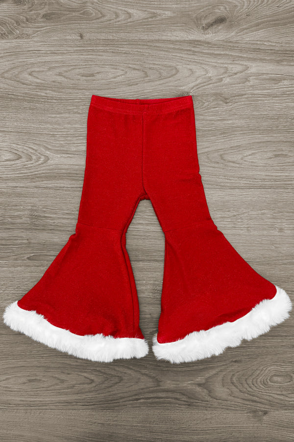 Santa Bow Glitter Bell Bottom Set | Sparkle in Pink