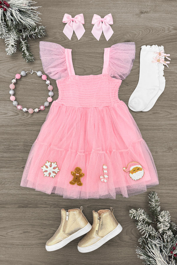 Pink Glitter Christmas Tulle Dress | Sparkle in Pink