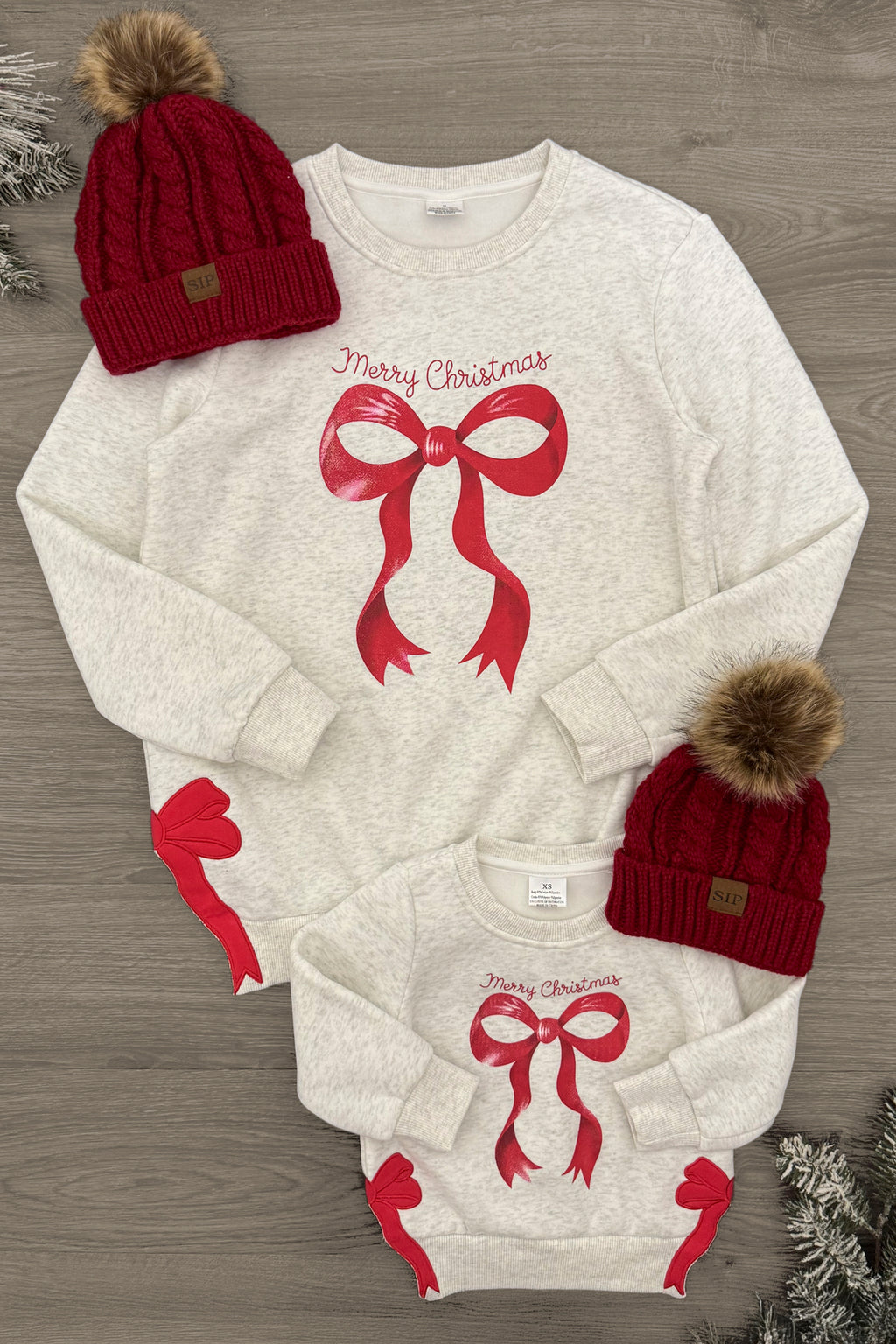 Mom & Me - "Merry Christmas" Red Bow Top | Sparkle in Pink