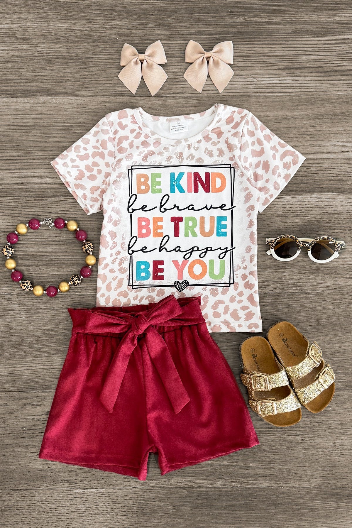 "Be Kind, Be True..." Suede Short Set - Sparkle in Pink
