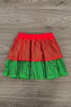 "Holly Jolly" Red & Green Sequin Skirt Set | Sparkle in Pink