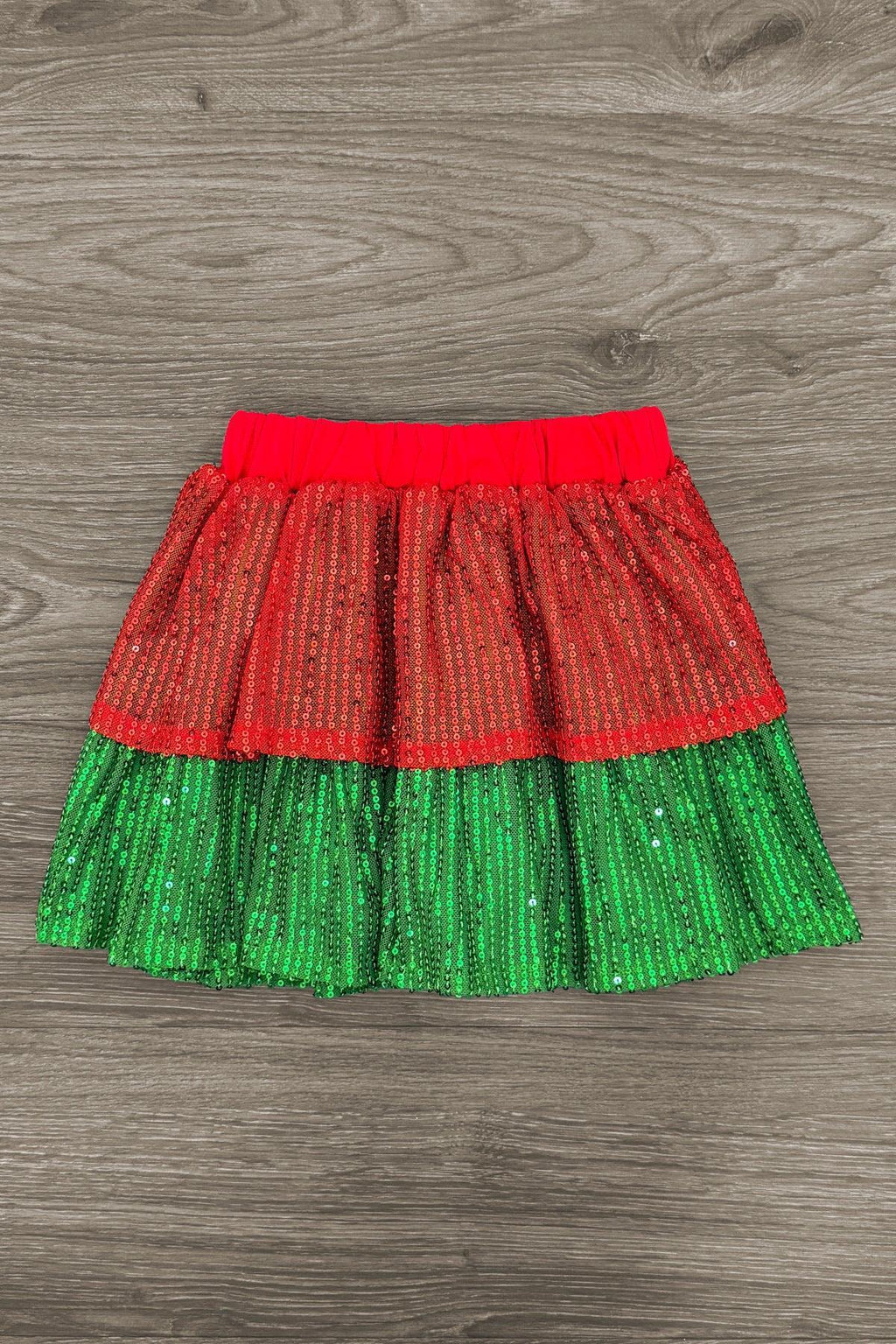 "Holly Jolly" Red & Green Sequin Skirt Set | Sparkle in Pink