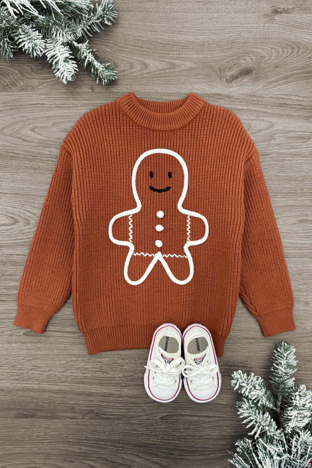 Brown Gingerbread Man Sweater | Sparkle in Pink