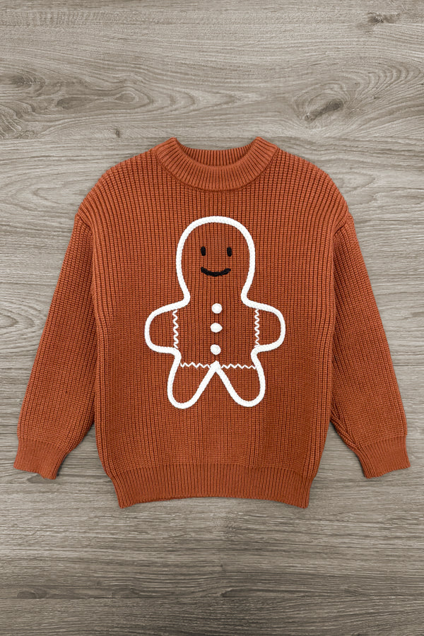 Brown Gingerbread Man Sweater | Sparkle in Pink