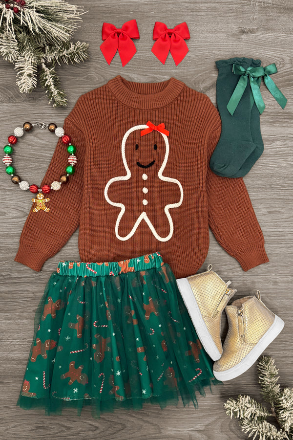 Green Gingerbread Tutu Skirt Set | Sparkle in Pink