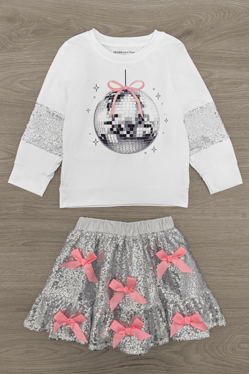 Silver Sequin Disco Skirt Set | Sparkle in Pink