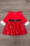 Red Glitter Candy Cane Tutu Dress