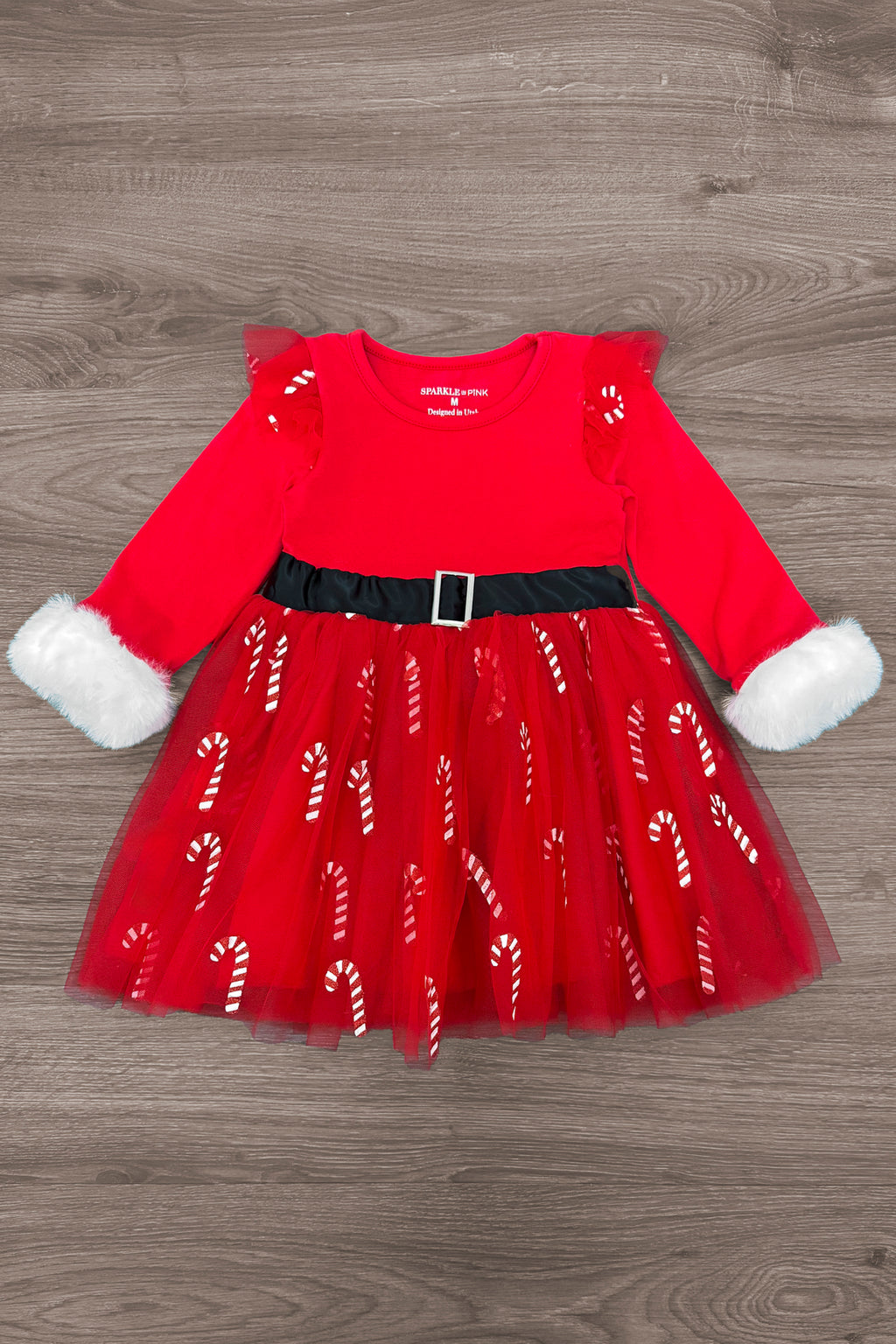 Red Glitter Candy Cane Tutu Dress