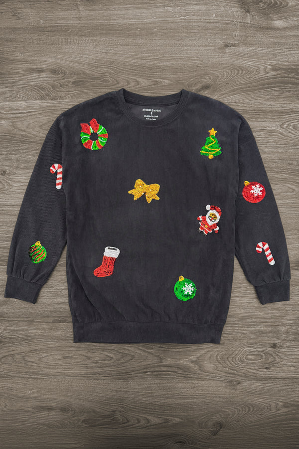 Mom & Me - Corduroy Sequin Christmas Top