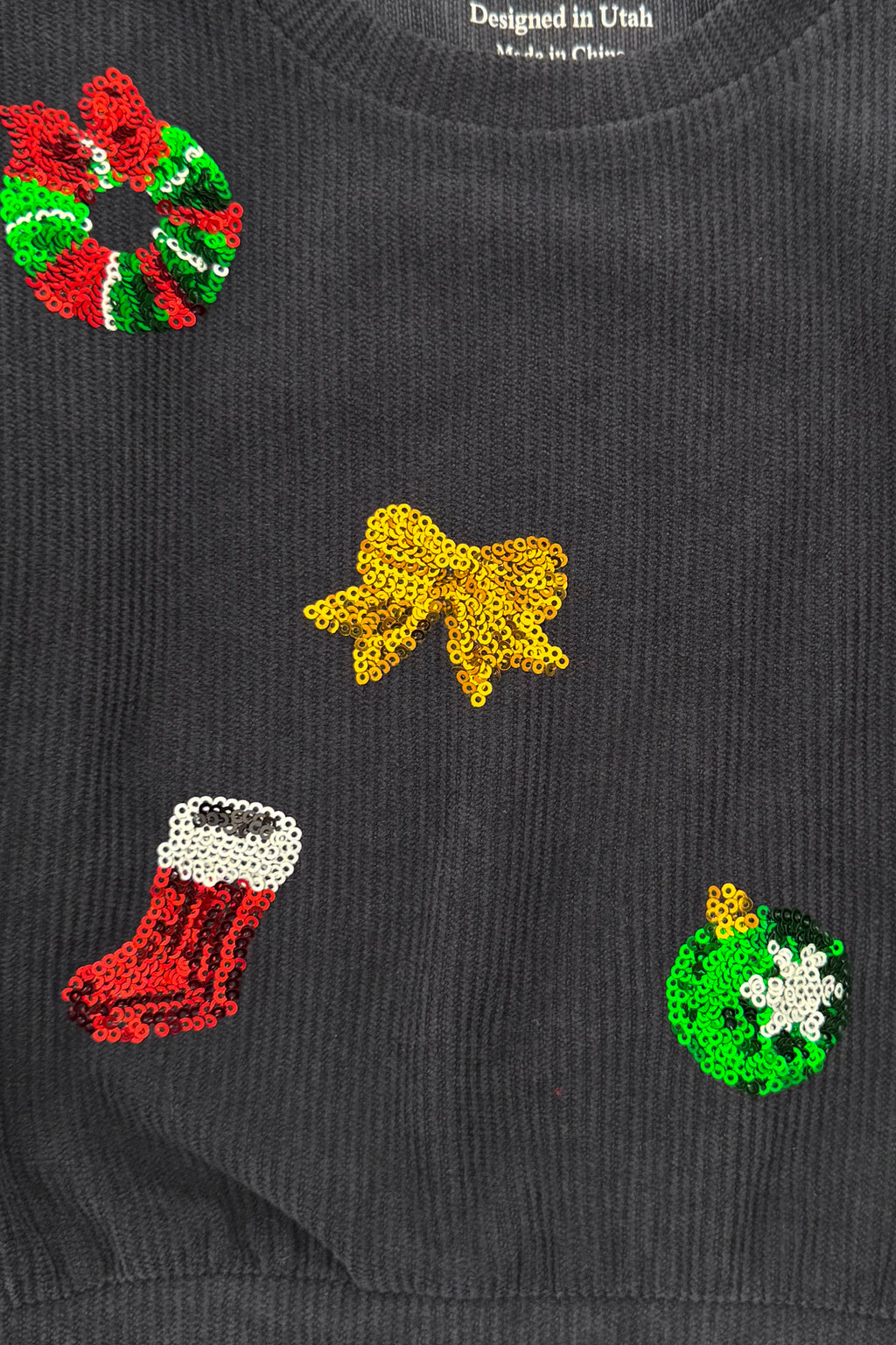 Mom & Me - Corduroy Sequin Christmas Top