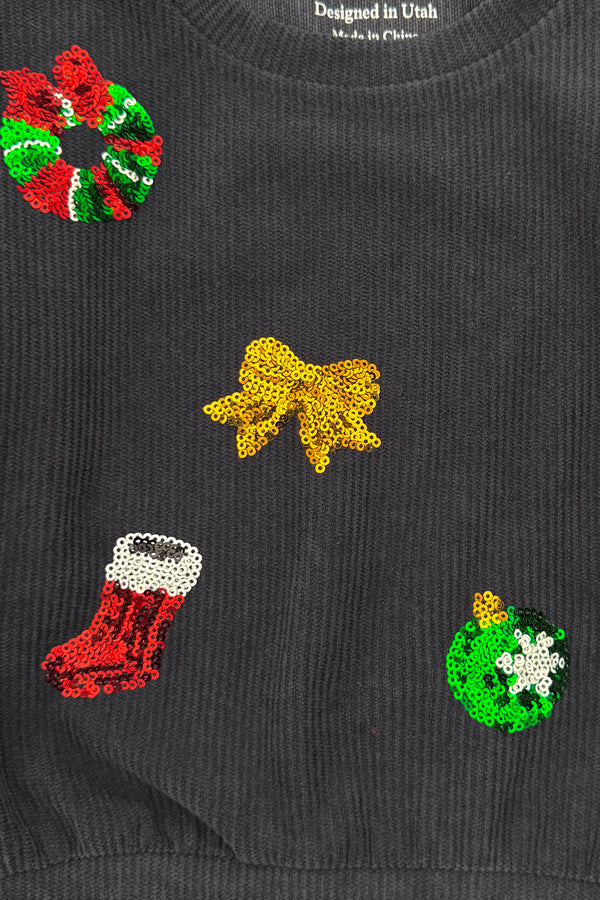Mom & Me - Corduroy Sequin Christmas Top