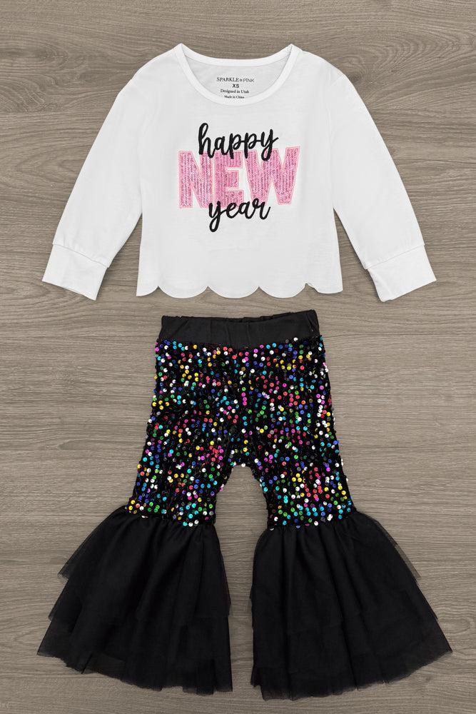 "Happy New Year" Sequin Bell Bottom Set