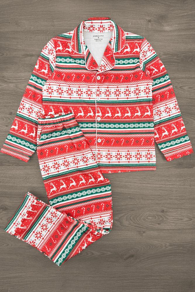 Red Nordic Family Pajama Set - AND PET BANDANA!
