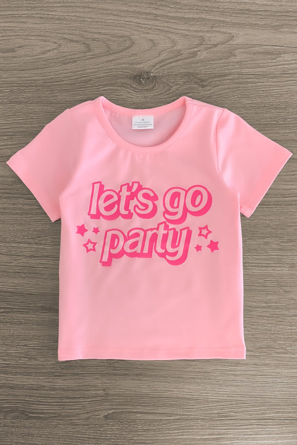 "Let's Go Party" Pink Denim Short Set - Sparkle in Pink