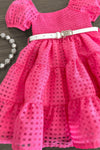 Hot Pink Smocked Puff Sleeve Dress - Sparkle in Pink