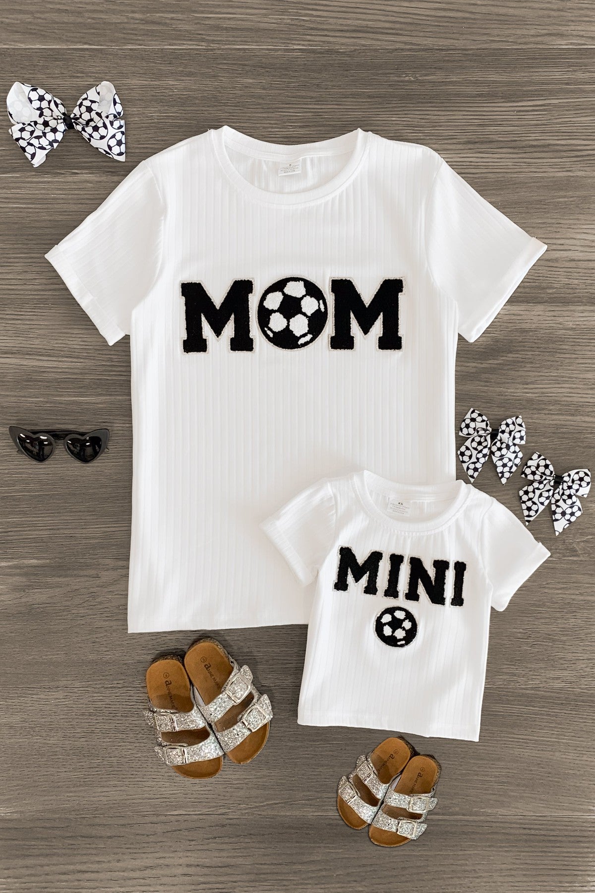 Mom & Me - "Mom & Mini" Soccer Chenille Patch Top - Sparkle in Pink