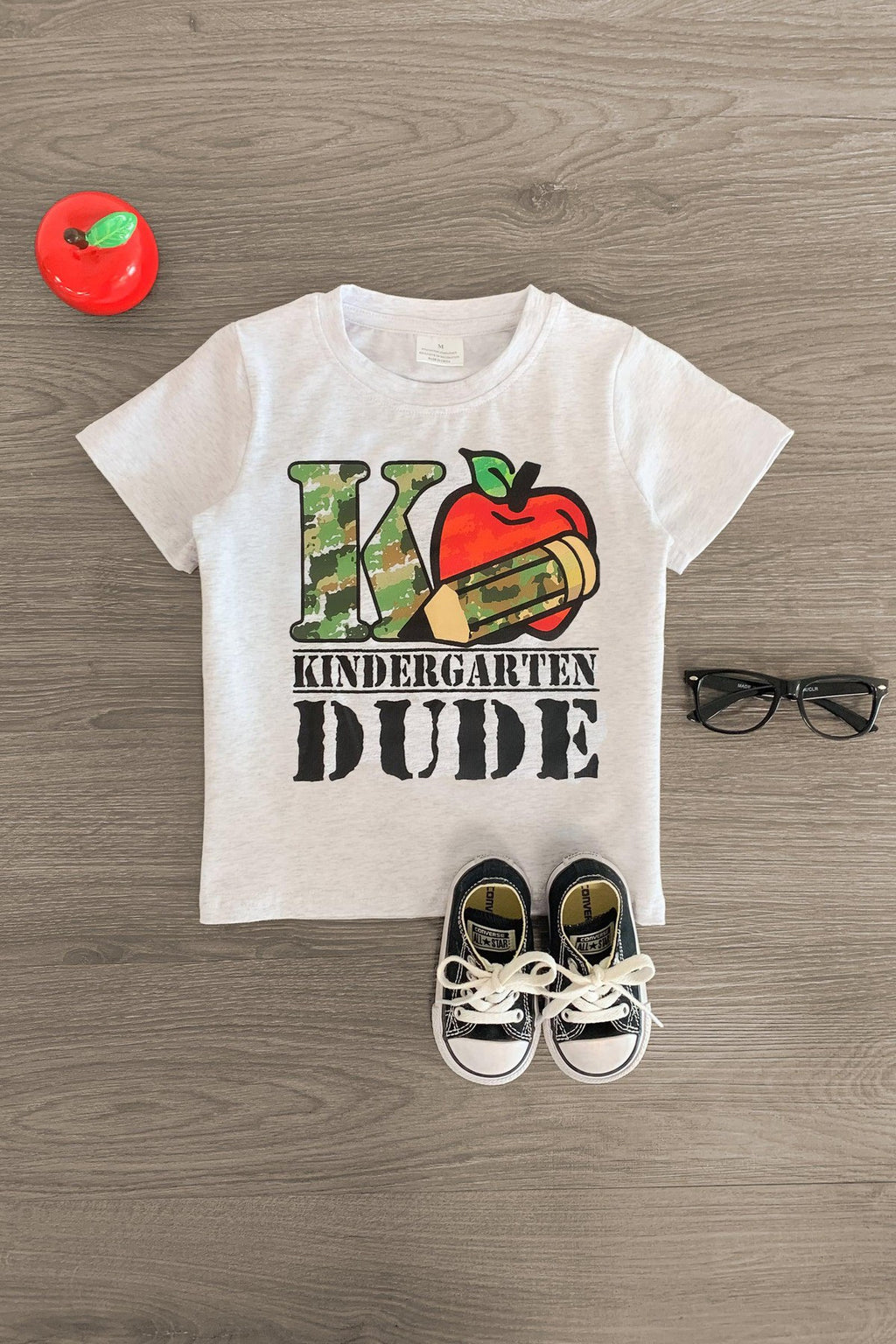 "Pre-K - 3rd Grade Dude" Gray Camo Top - Sparkle in Pink